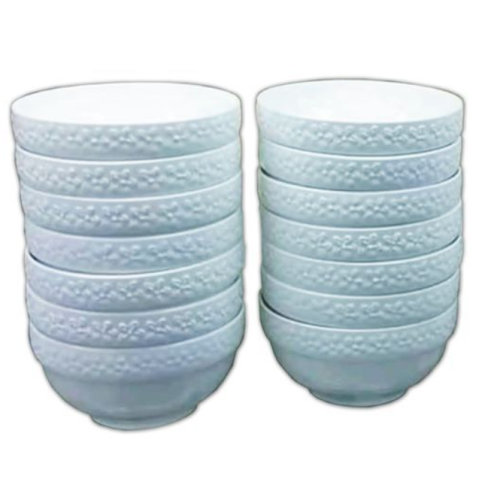 A Dozen Of Ceramic Soup Bowls - White, Design May Vary SMALL EACH