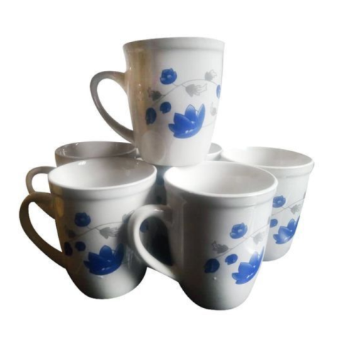 Set Of Tea Coffee Cups - White/Blue SMALL EACH