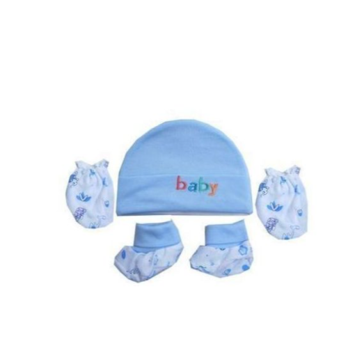 Baby Cap Mittens & Socks - Blue Multiple Designs SMALL Each