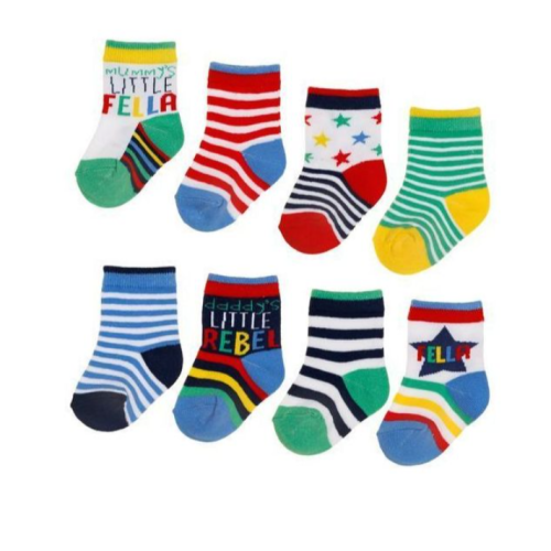3pcs Baby Socks in different design - Multi-color SMALL Each