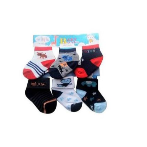 6pcs Baby Boy Unisex Socks - Multi Colour SMALL Each