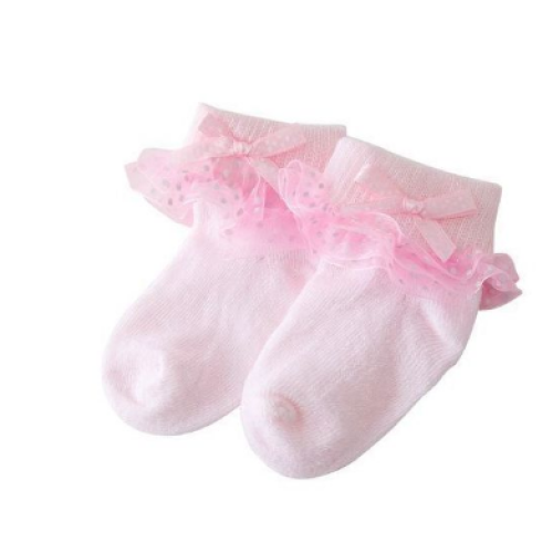 Baby Girl Toddlers Socks Combed Cotton Ankle Socks - Pink SMALL Each