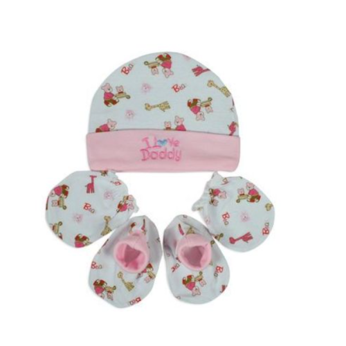 Baby Cap Mittens & Socks - Pink Multiple Designs SMALL Each