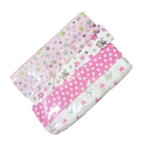 100% Cotton 4pcBaby Receiving,  Swaddling Sheets-Multicolor SMALL each