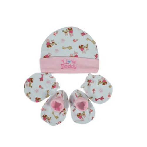 Baby Cap Mittens and Socks - Pink Multiple Designs SMALL Each
