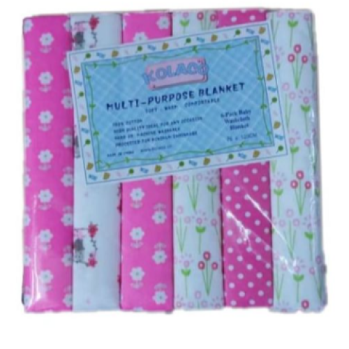 Cotton 6pc Baby Receiving, Swaddling Sheets-Multicolor SMALL Each
