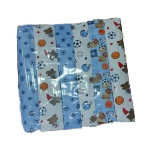 100% Cotton 6pcBaby Receiving, Swaddling Sheets- Multicolor SMALL Each