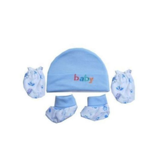 Baby Cap Mittens and Socks - Blue SMALL Each