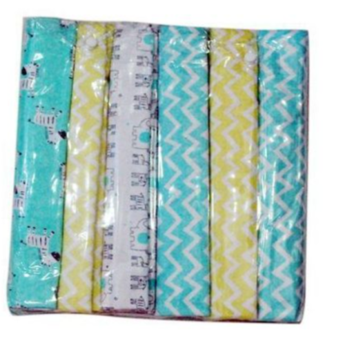 6Pcs/Pack 100% Cotton Baby Receiving Bedsheets - Multicolor SMALL EACH