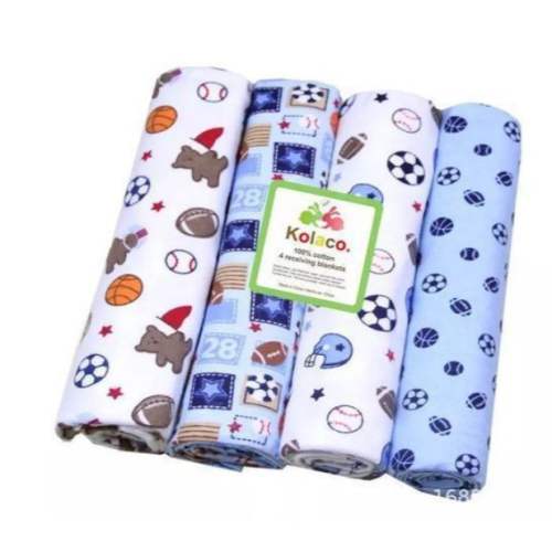4Pcs/Pack 100% Cotton Baby Receiving Bedsheets - Multicolor SMALL EACH