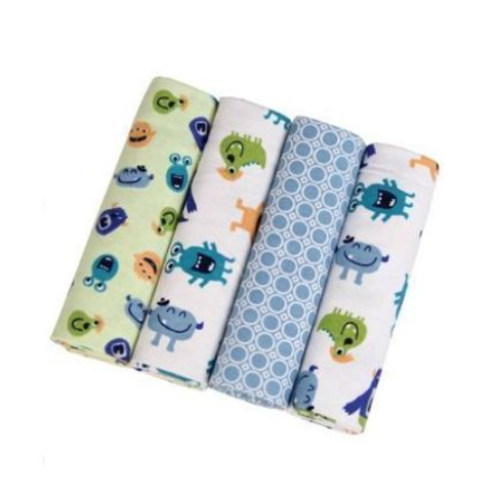 4Pcs/Pack 100% Cotton Baby Receiving Bedsheets - MultiColour SMALL EACH